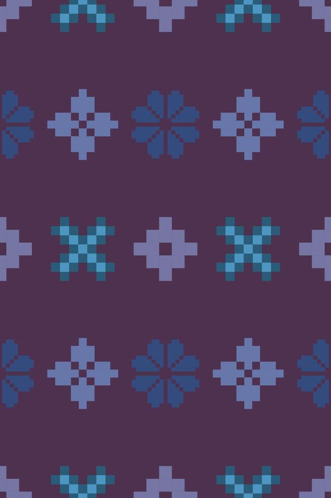 Playful Pixel Colorful Flower Pattern vector