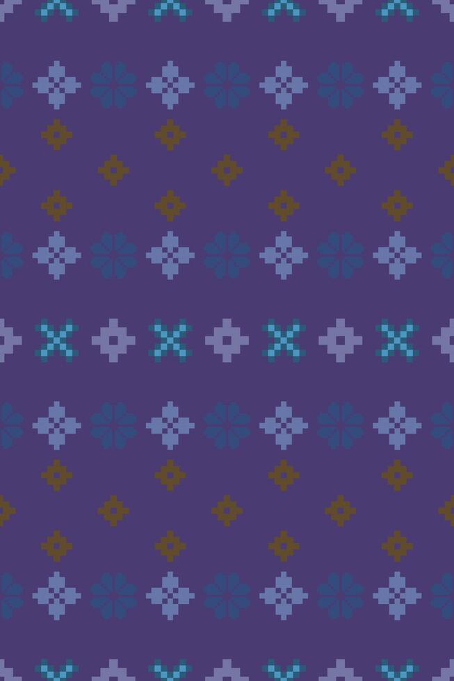 Cute Pixel Garden Floral Pattern vector