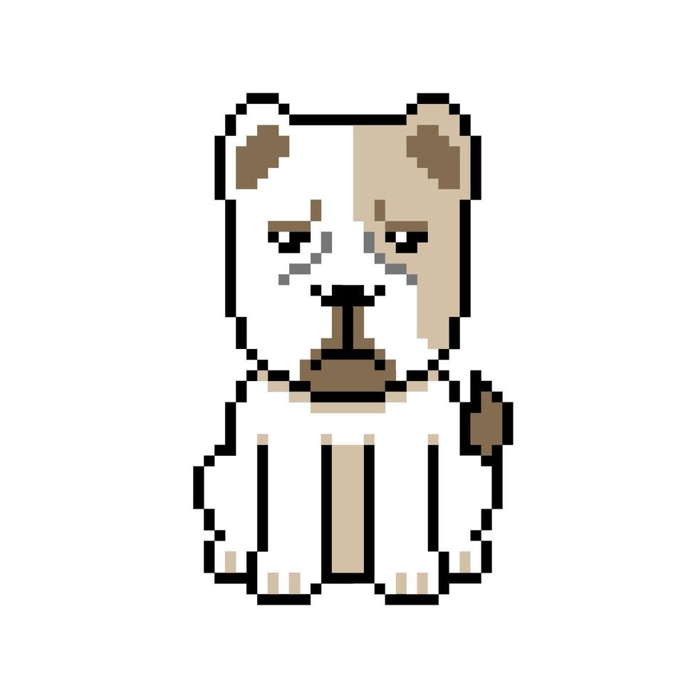 Pixel art a dog in retro style vector