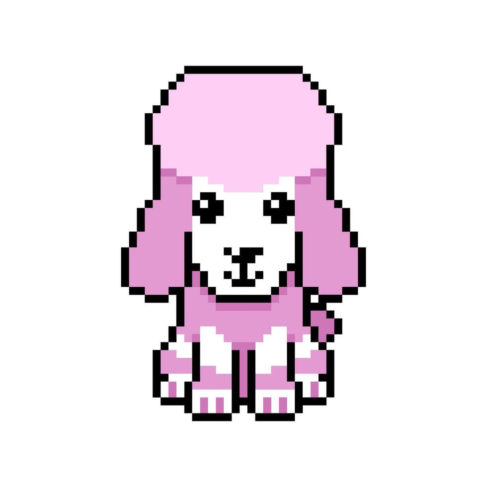 Pixel art a cute poodle dog in retro style vector