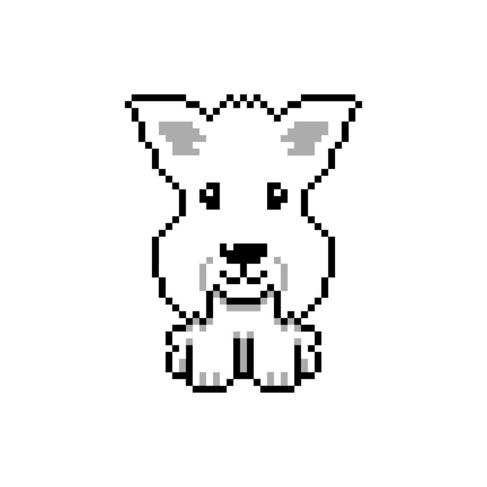 Pixel art a cute maltese dog in retro style vector