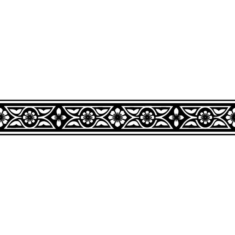 Intricate Black White Decorative Border, Vintage Style, Pattern vector