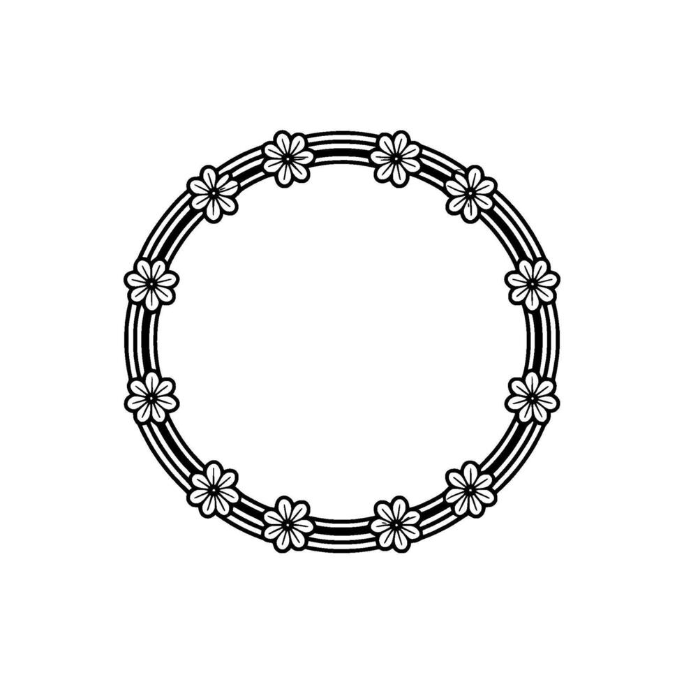 Delicate Floral Circle Border, Minimalist, Illustration vector