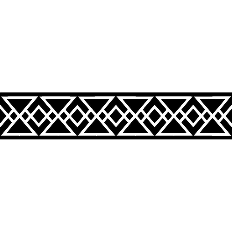 Geometric Deco Border, Black White Pattern - Linear vector