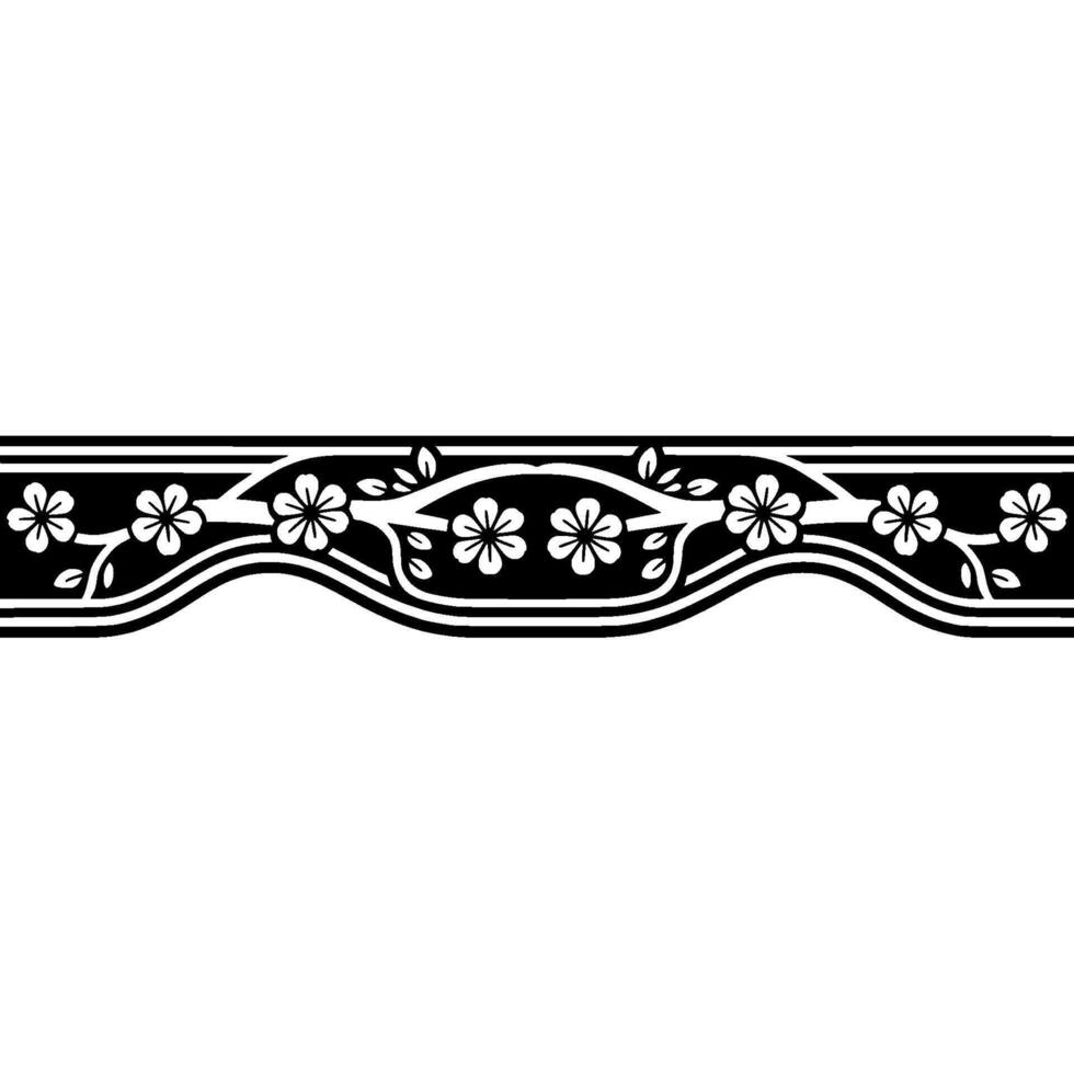 Elegant Floral Border, Art Nouveau, Line art vector