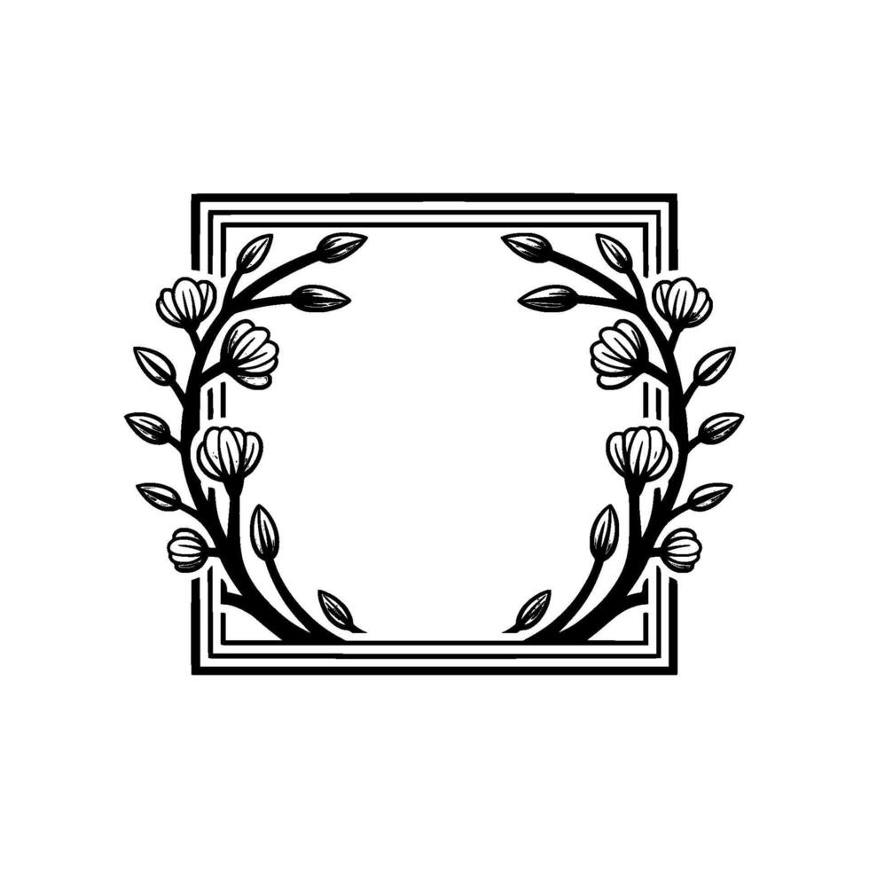 Elegant Floral Frame, Vintage Botanical, Illustration vector
