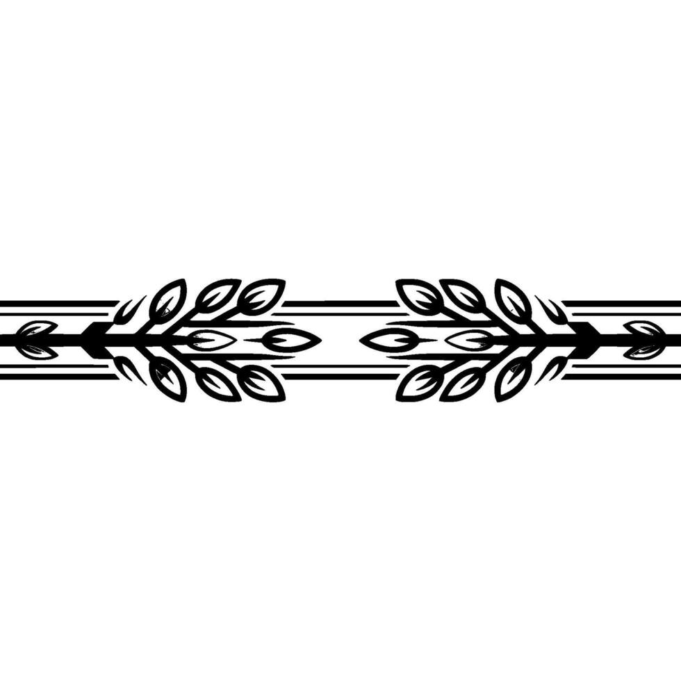 Stylized Branch Divider, Vintage Botanical Illustration vector
