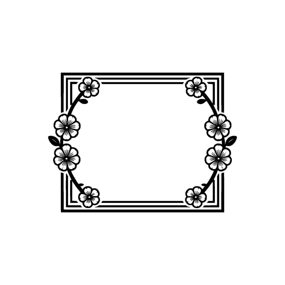 Elegant Floral Frame, Vintage Style, Minimalist - Blossom vector