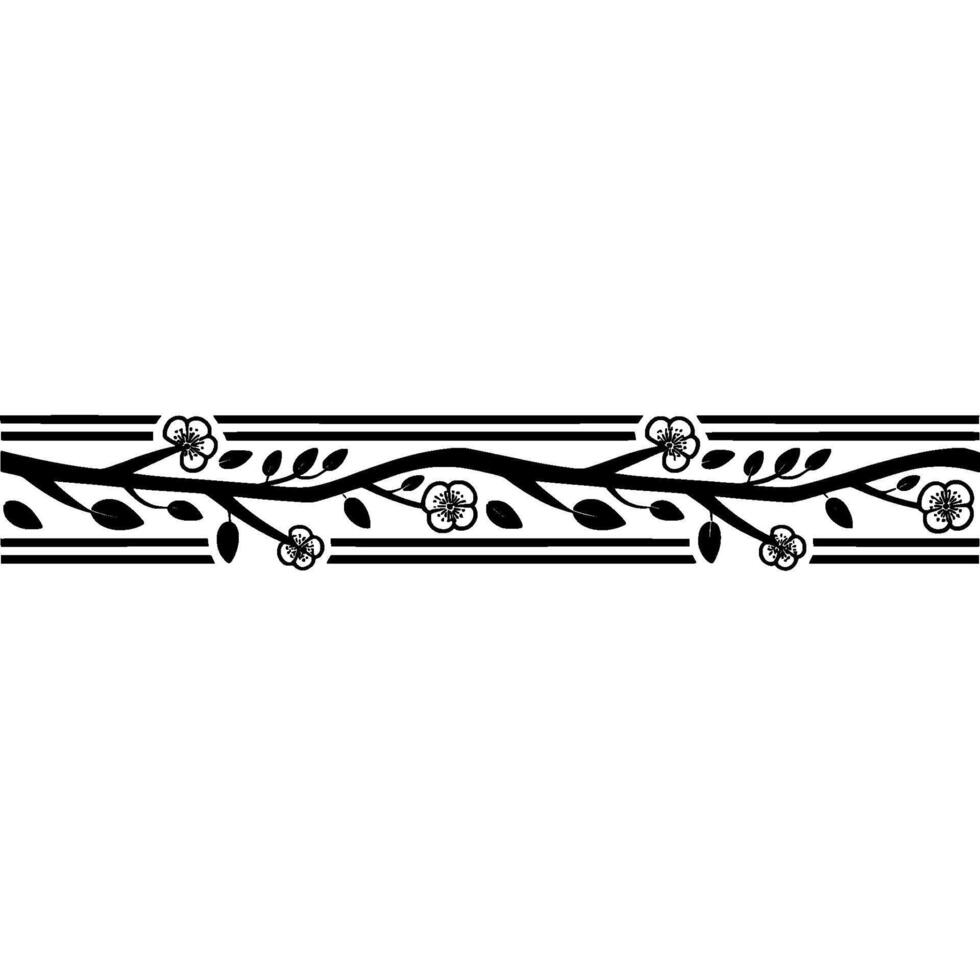 Elegant Floral Border, Minimalist , Decorative Element, Branch vector