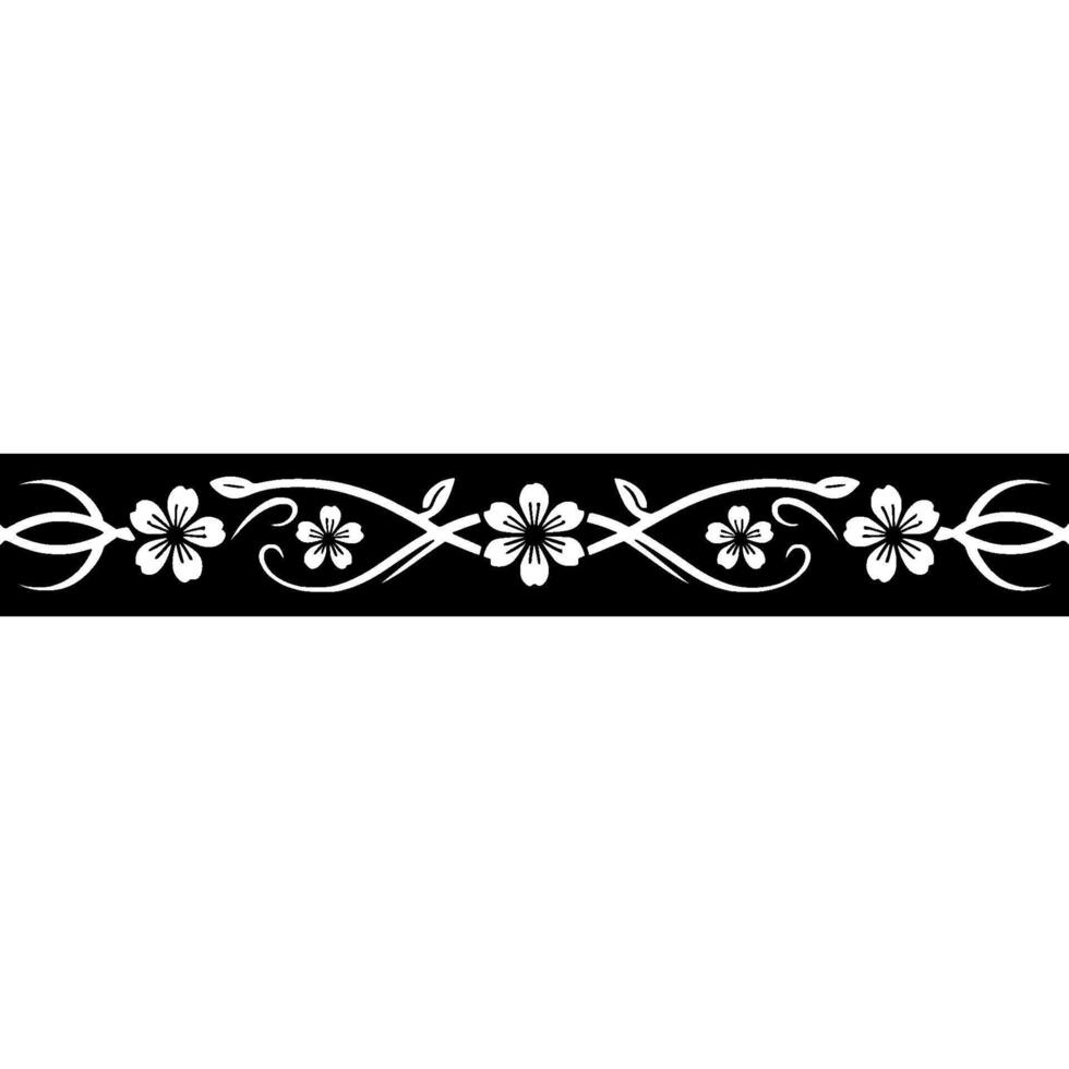 Elegant Floral Border, Vintage Style, Decorative Element, Grey vector