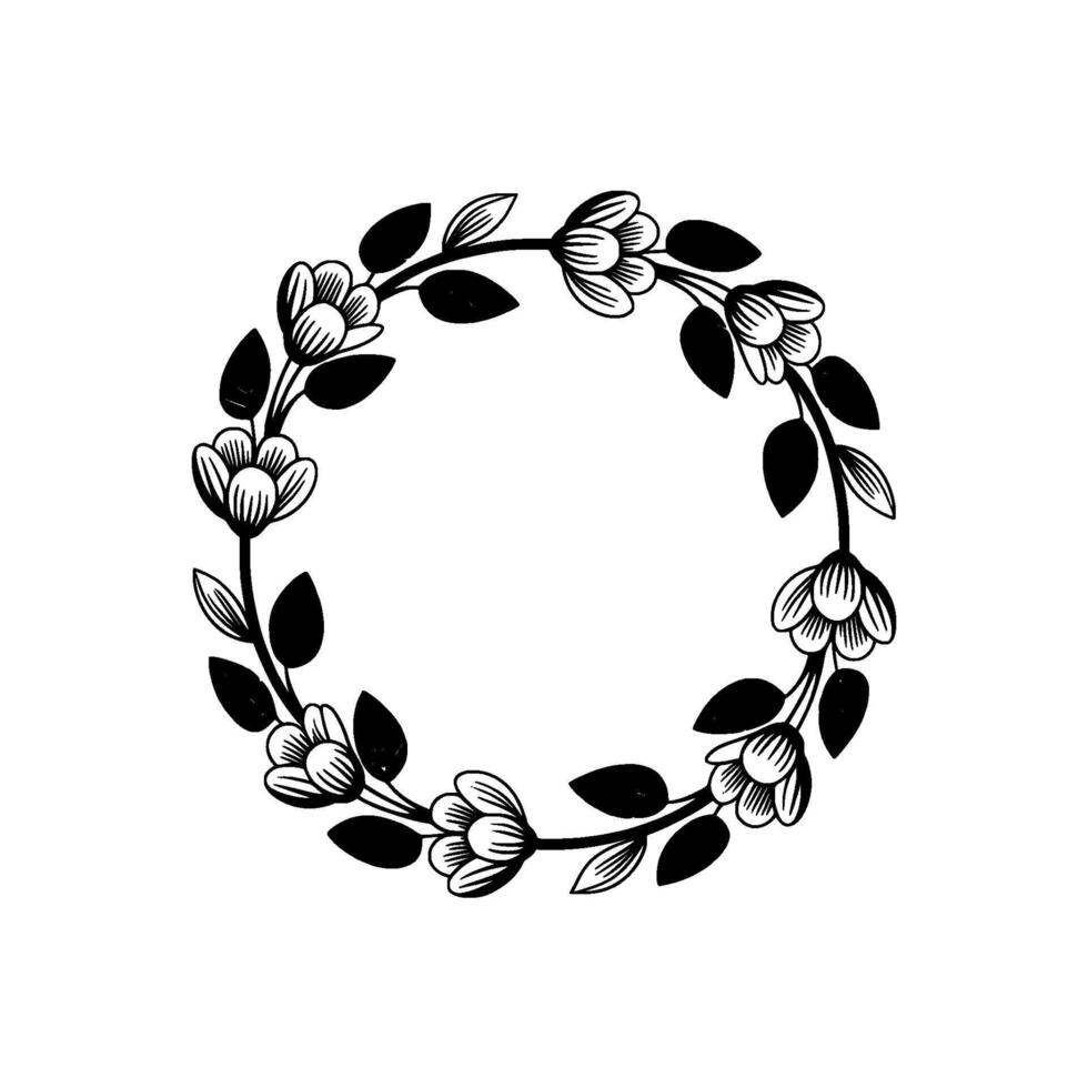Elegant Floral Wreath, Minimalist, Illustration vector