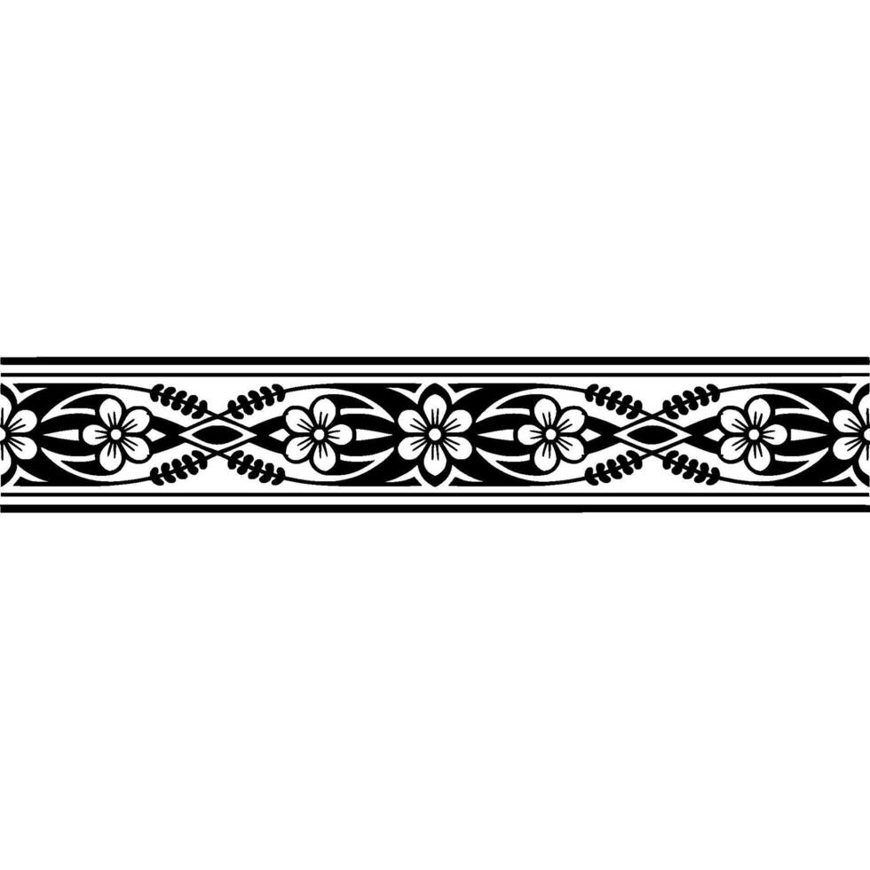 Intricate Floral Border, Vintage Style, Decorative Element - Linear vector