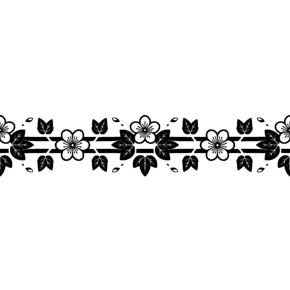 Elegant Sakura Blossom Border, Minimalist, Floral vector