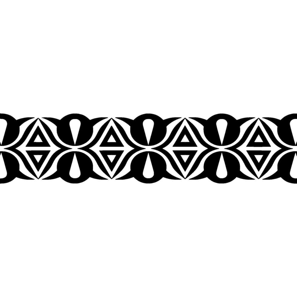 Geometric Tribal Border, Stylized Black White Pattern, Symmetry vector