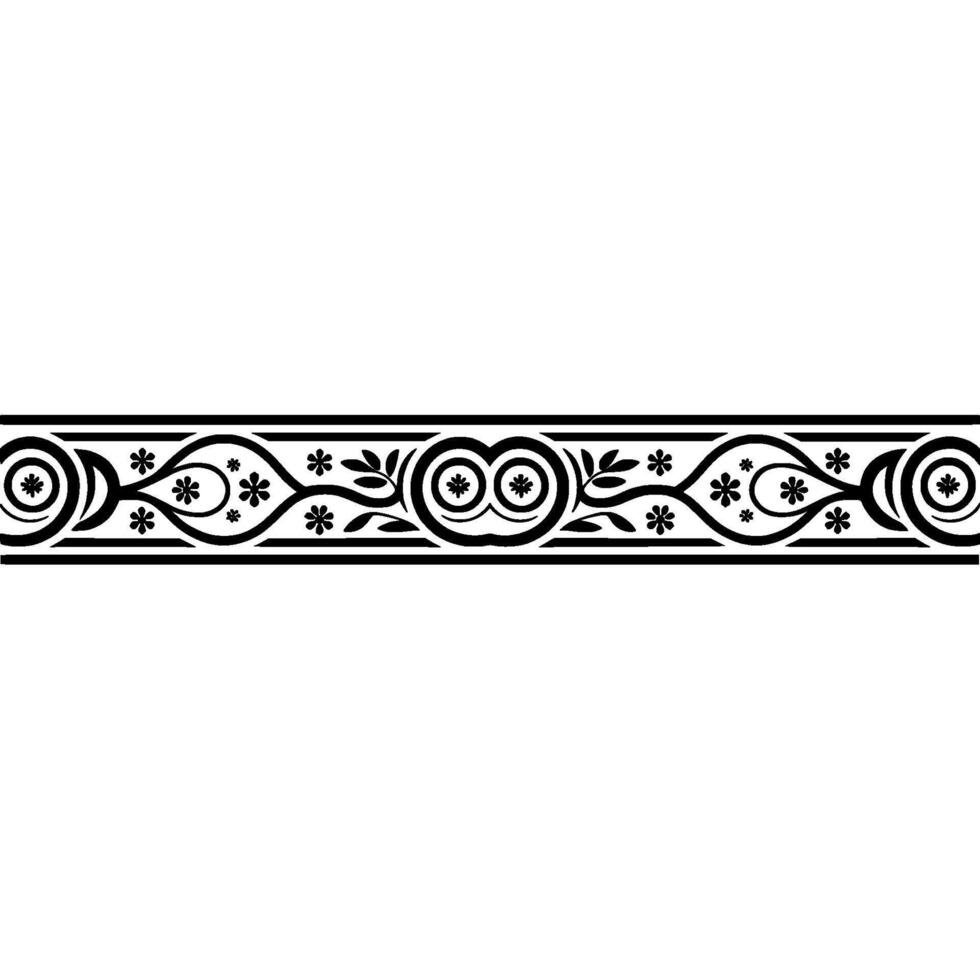 Elegant Black Floral Border, Vintage Element, Repeat vector