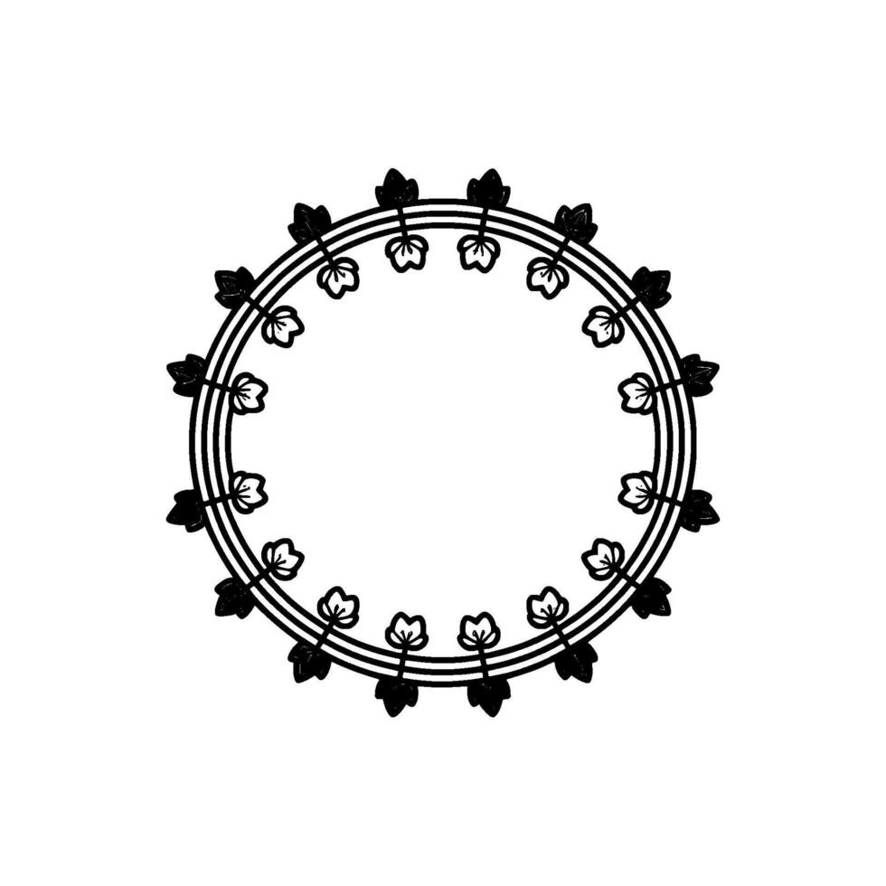 Floral Circle Frame, Vintage Botanical Illustration - Wreath vector