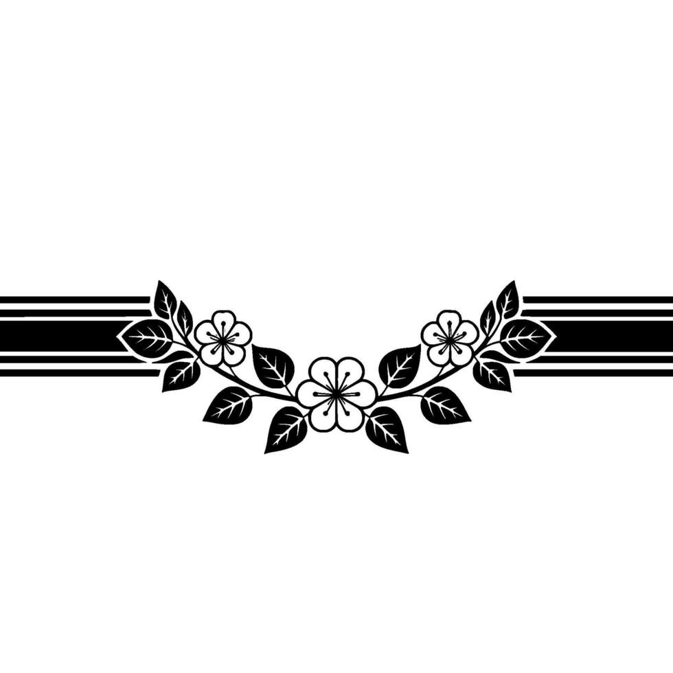 Elegant Floral Border, Japanese , Minimalist Motif, Line vector