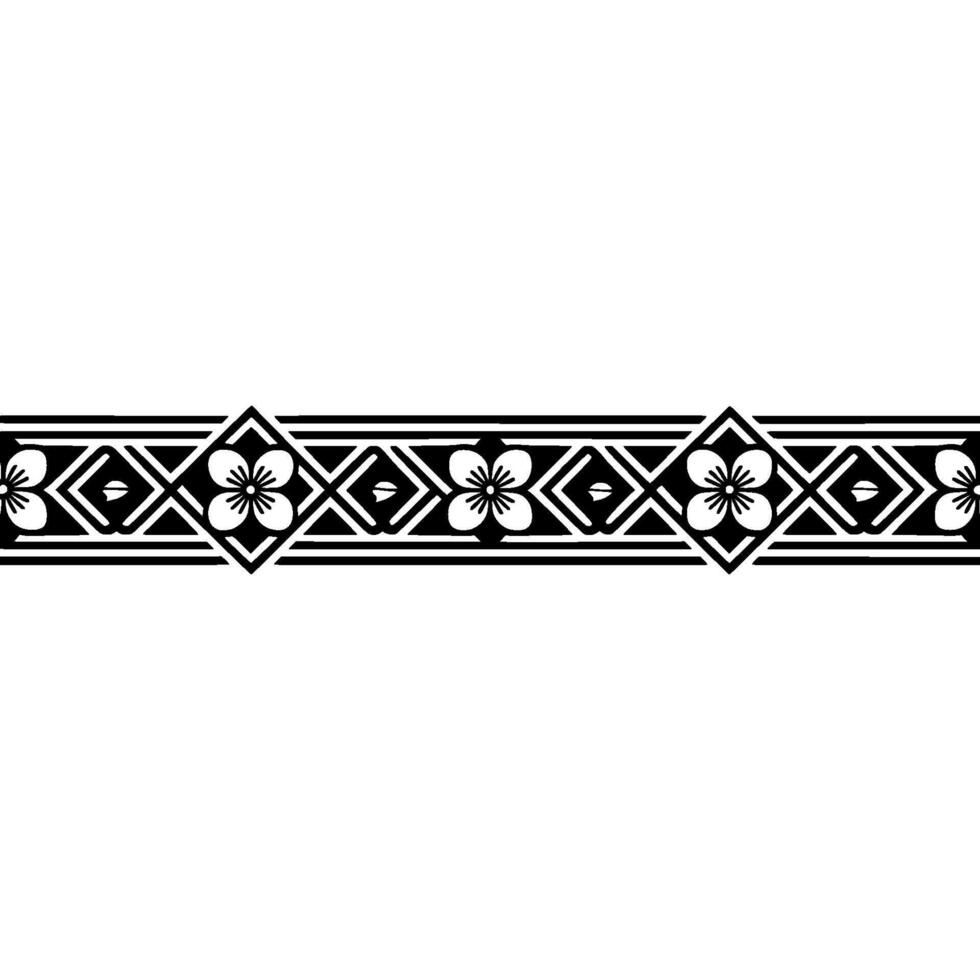 Geometric Floral Border, Art Deco Style - Elegant vector