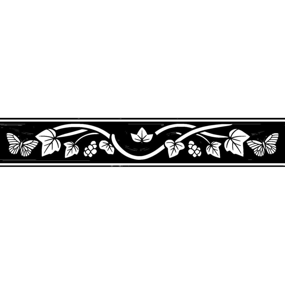 Elegant Botanical Border, Vintage Style - Butterflies vector