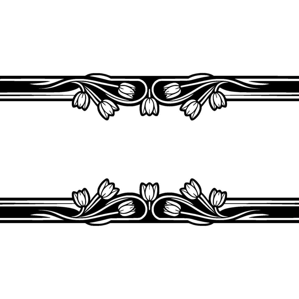 Art Nouveau Floral Border, Elegant , Vintage Motif, Decorative vector