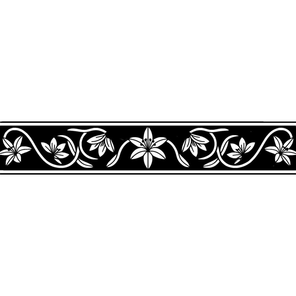 Elegant Floral Border, Vintage Style, Decorative Accent, Lily vector