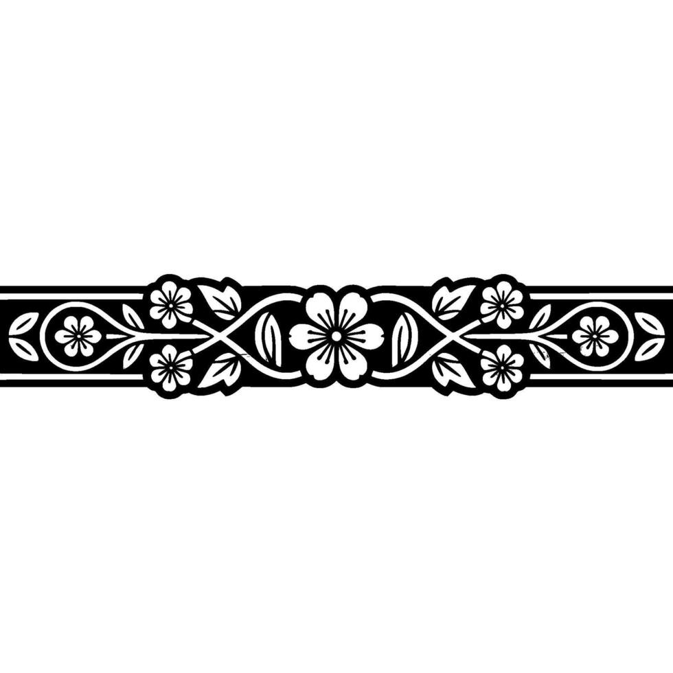 Elegant Floral Border, Vintage Style, Decorative Trim, Lineart vector