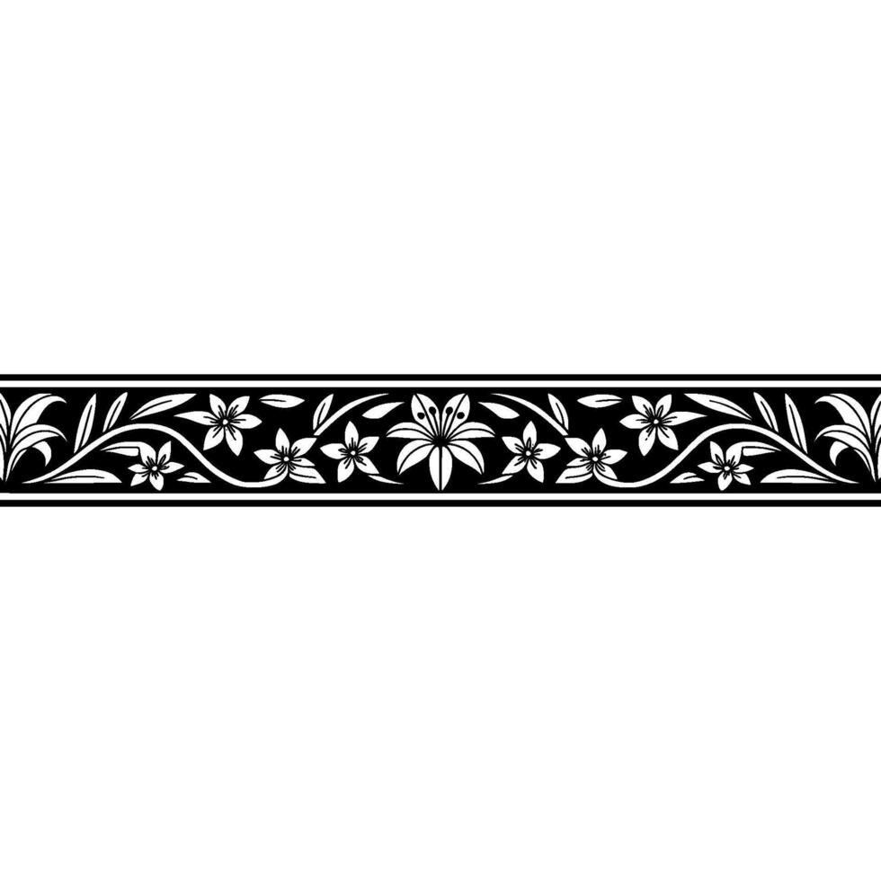 Elegant Floral Border, Vintage , Minimalist Art, Lily vector