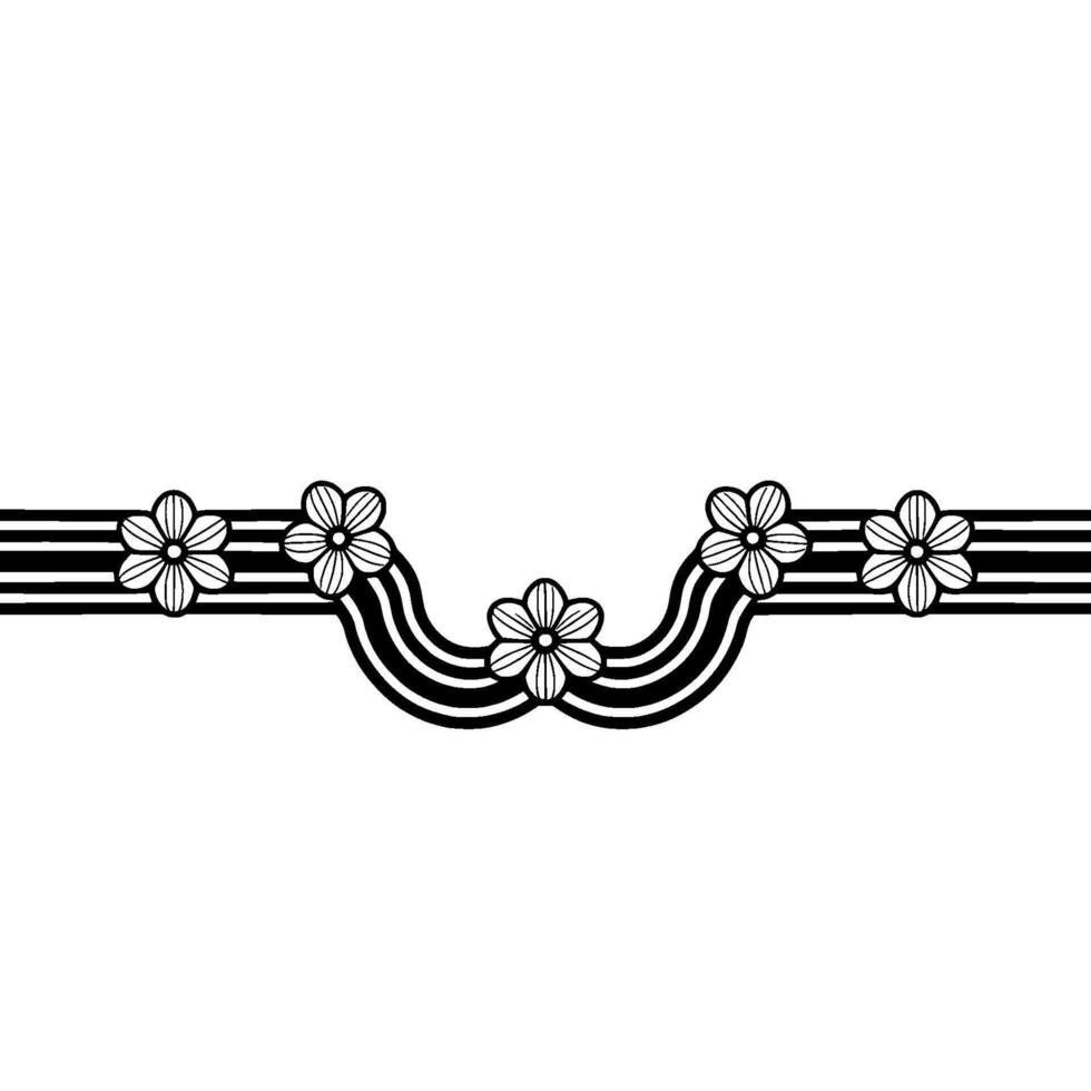 Stylized Floral Ribbon Border, Minimalist vector