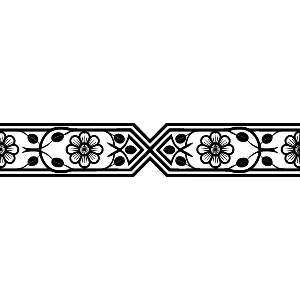Art Deco Floral Border, Elegant Element, Linear vector