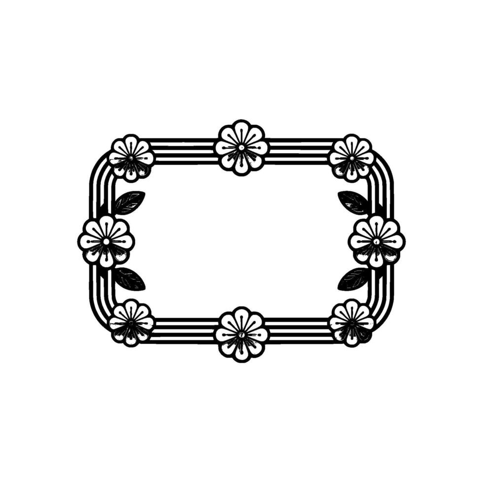 Floral Frame Illustration, Vintage Aesthetic, Decorative Border vector