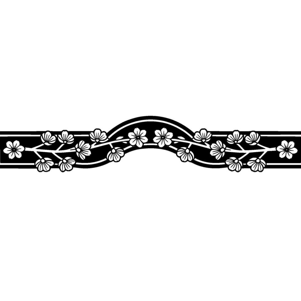 Elegant Floral Border, Japanese Inspired, Branch vector