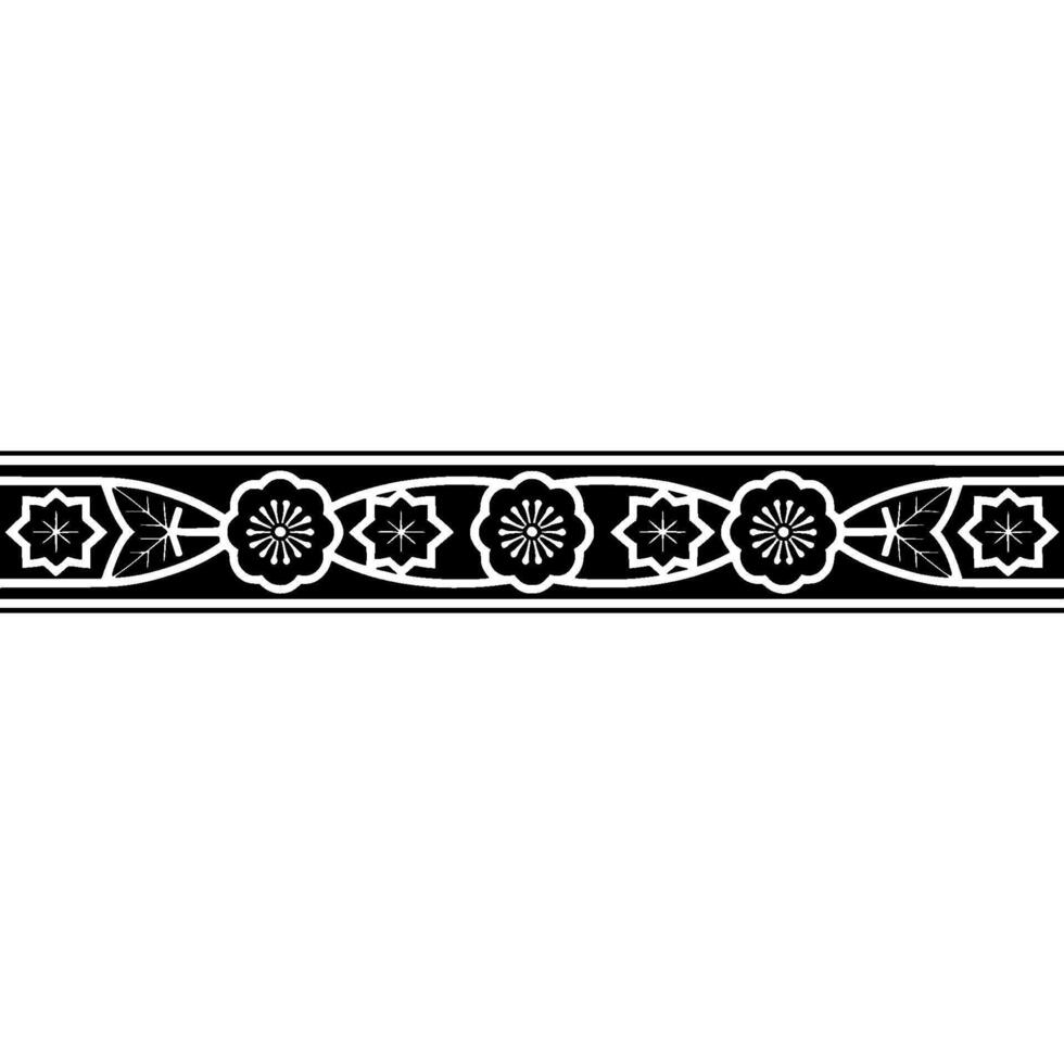 Elegant Black and White Floral Border, Traditional vector