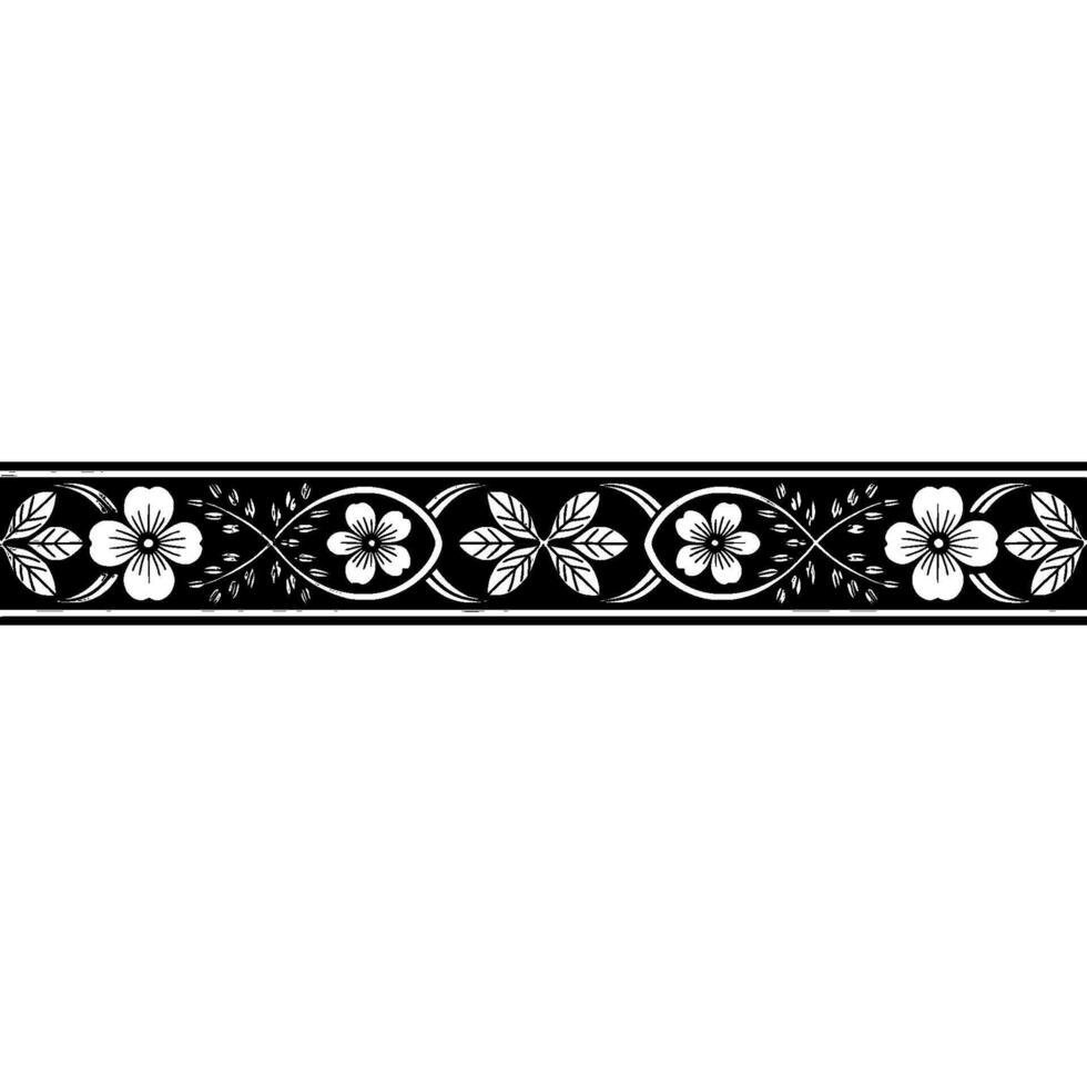 Elegant Floral Border, Black and White, Traditional vector