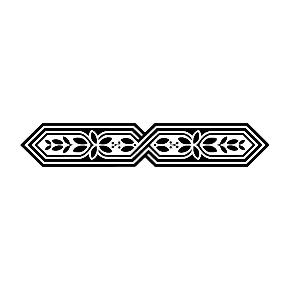 Geometric Floral Border, Vintage Style, Elegant Division, Decorative vector