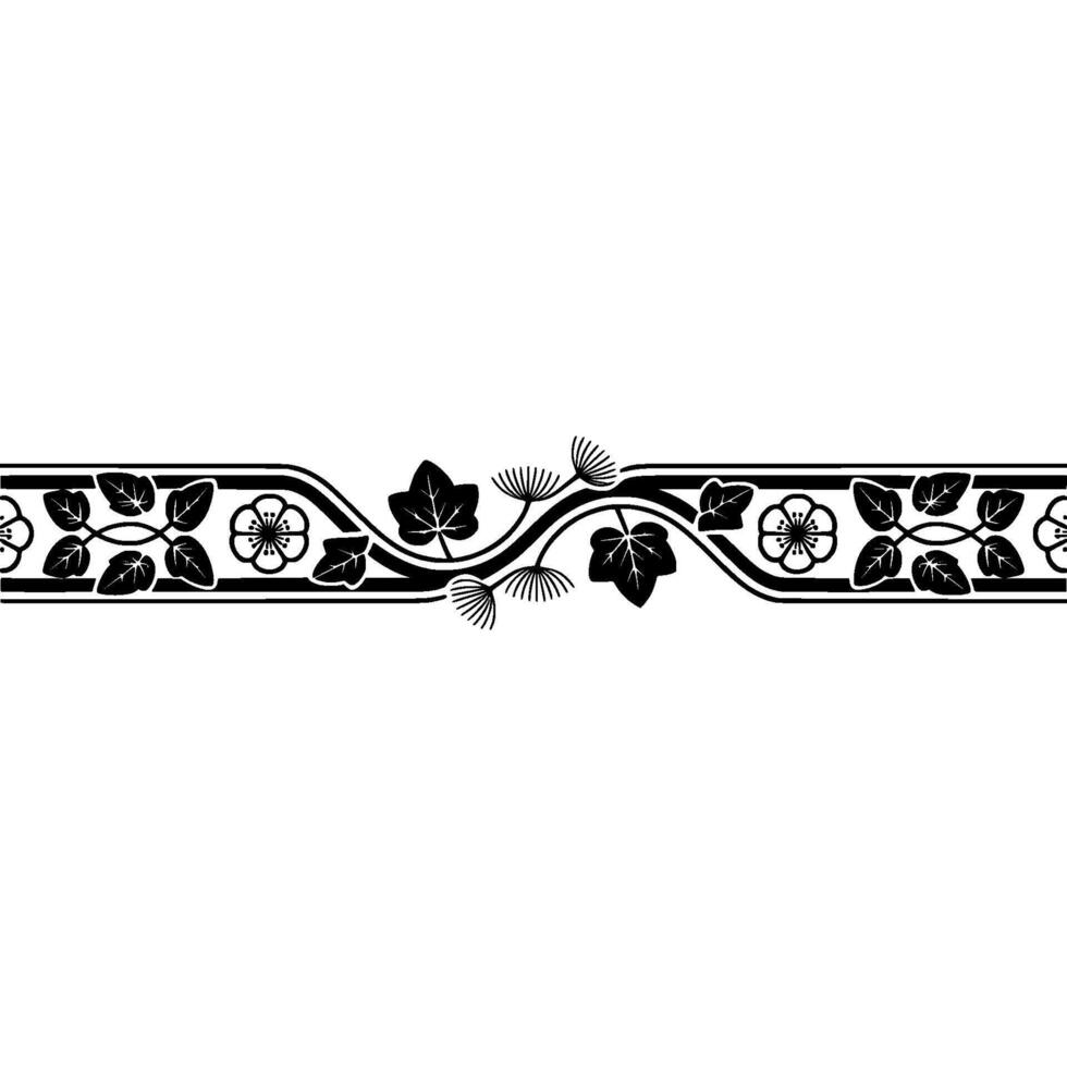 Japanese Maple Branch Border, Elegant Black White vector