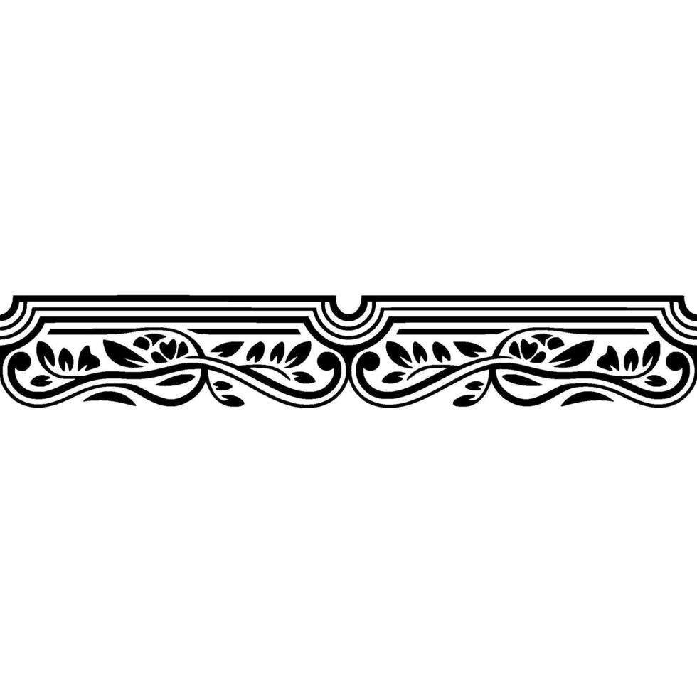 Elegant Black Floral Border, Vintage Element, Monochrome vector