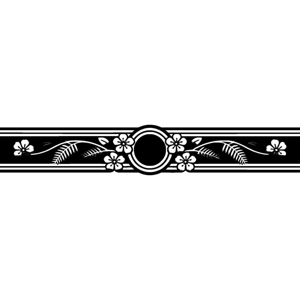 Elegant Floral Border, Japanese , Monochrome Elegance vector