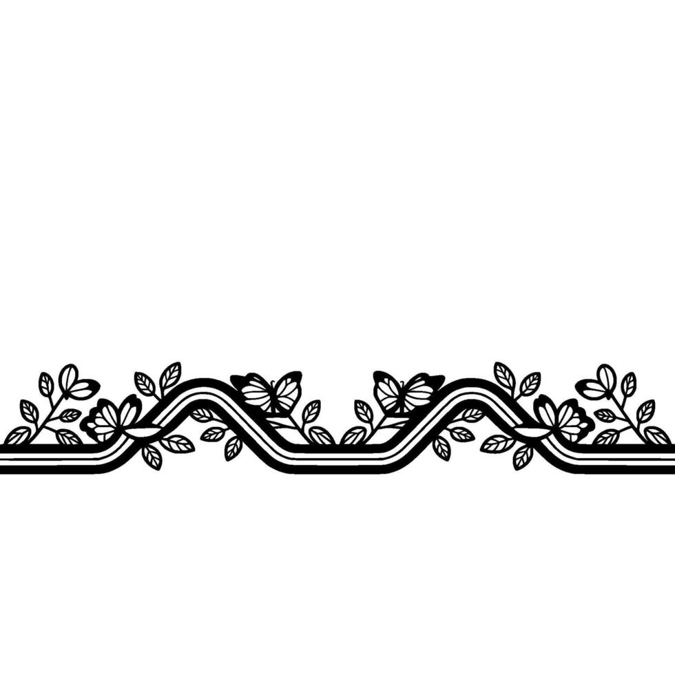 Elegant Botanical Border, Vintage Style, Wave vector