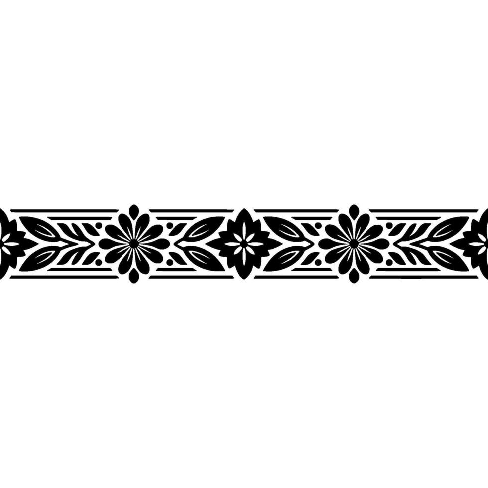 Elegant Black Floral Border, Vintage, Separation vector