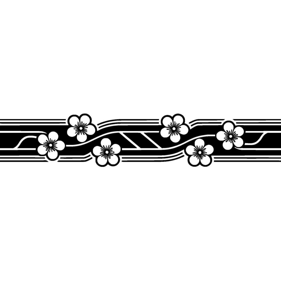 Elegant Japanese Sakura Border, Minimalist, Floral vector