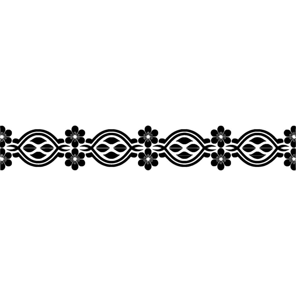Geometric Floral Border, Vintage Style, Minimalist, Textile vector
