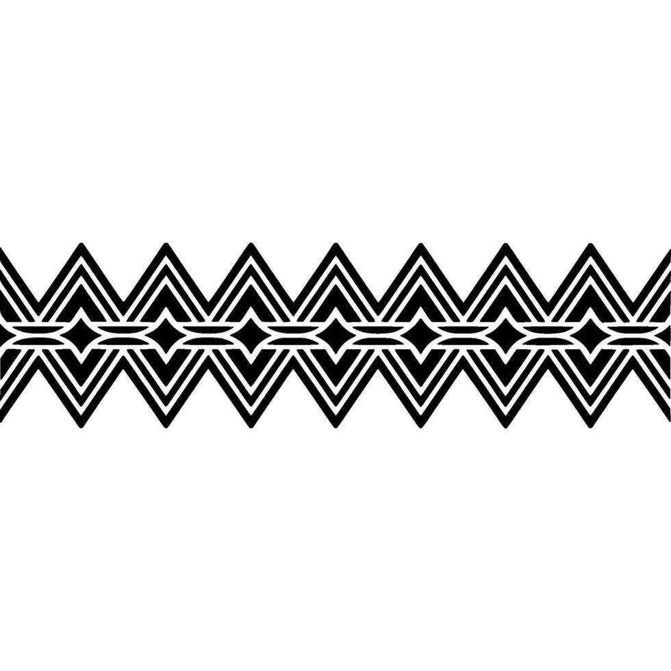 Geometric Deco Border, Stylized Black White Pattern - Linear vector