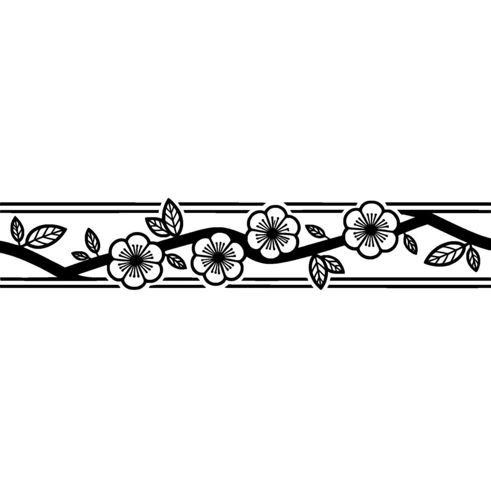 Elegant Sakura Branch Border, Minimalist Japanese vector