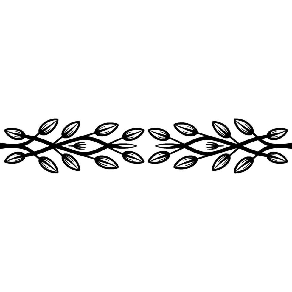 Stylized Laurel Branch Border, Minimalist, Foliage vector