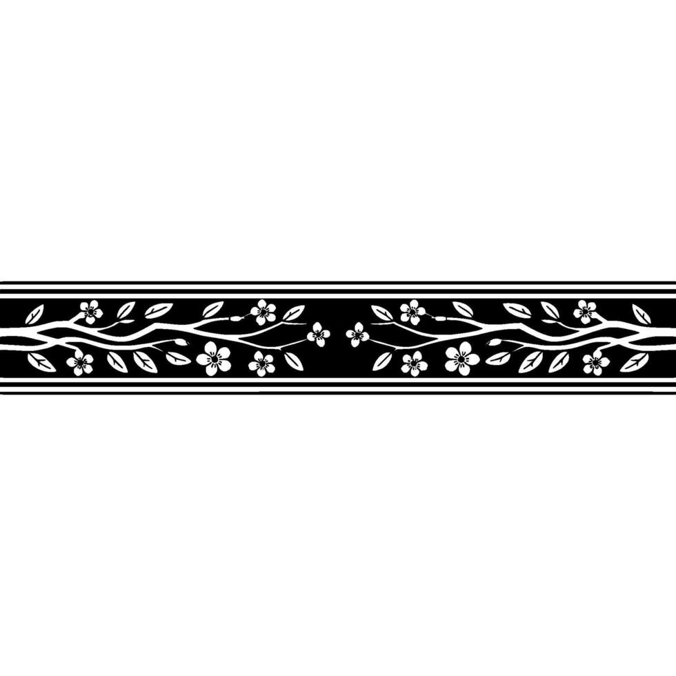 Elegant Floral Border, Minimalist , Black and White, Branch vector