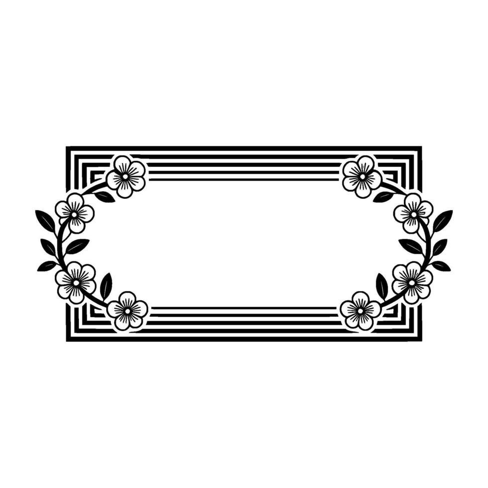 Elegant Floral Frame, Vintage , Minimalist Illustration, Lineart vector