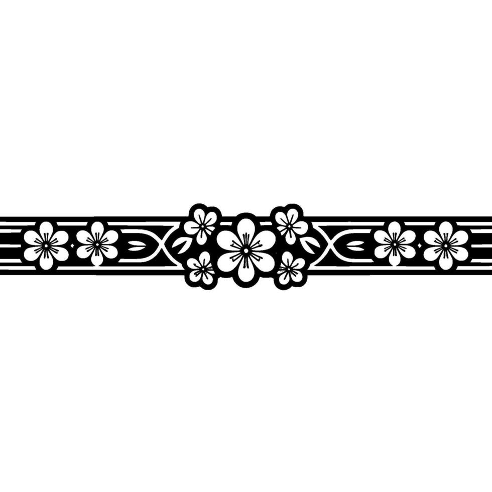 Elegant Japanese Blossom Border, Vintage Style vector