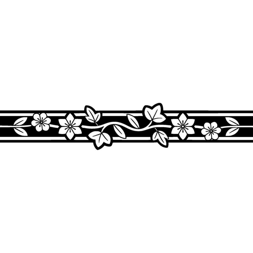 Elegant Japanese Blossom Border, Minimalist - Line vector