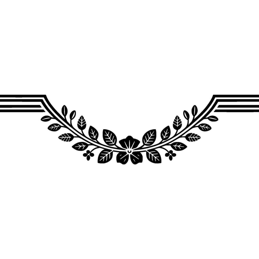 Stylized Floral Border, Vintage Element - Linear vector