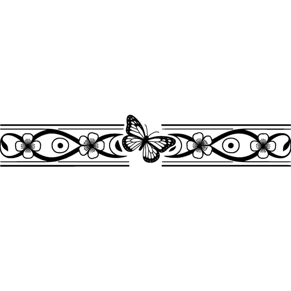 Elegant Floral Butterfly Border, Vintage vector
